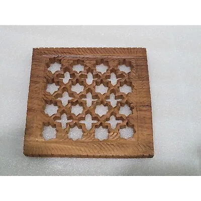 Vintage Carved Wooden Trivet Hot Pad Action Made In India Coasters Wall Decor • $9.95