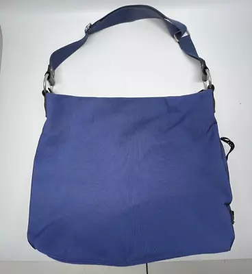 Ellington Handbag Blue Canvas Side Zip Pocket Hobo Bag Shoulder Strap • $33.60