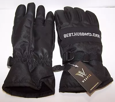 BEST HUSBAND EVER Waterproof Insulated Gloves BLACK Size Large • $16