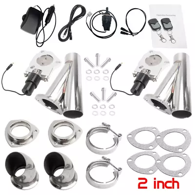 2'' Dual Electric Exhaust Cutout Valve E-Cut Out Y Pipe Kit With Remote Switch • $387.19