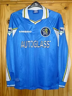 Chelsea 1997-1999 Umbro Autoglass Vintage Football Shirt #25 Zola Italy • £46