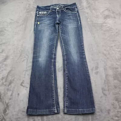 Miss Chic Pants Womens 3 Blue Low Rise 5 Pocket Design Bootcut Denim Jeans • $23.38