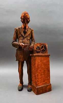 Emil Janel Sweden Signed Master American Wood Carver Figure Statue 14  (Repair) • $7604.99