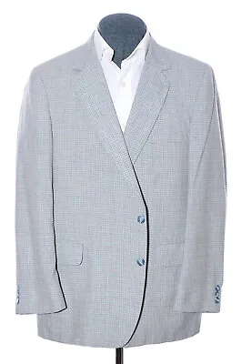 Portly-Fit Vintage 40S Short Blue Check Lightweight Sport Coat Blazer Jacket • $98