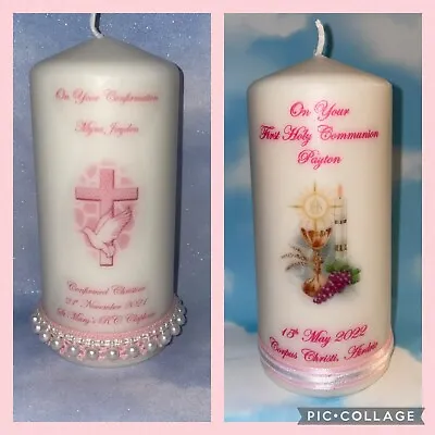 Personalised 1st Holy Communion Confirmation Candle Son Daughter Godchild Gift • £12.99