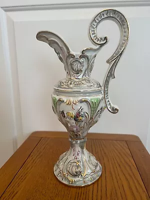 Late Mid-Century ELPA Alcobaca 33.5cm Ceramic Baluster Ewer With  CHERUB  Panels • £18.50