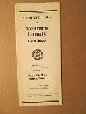 Automobile Club Of Southern California Map Of Ventura County 1920s • $22.99