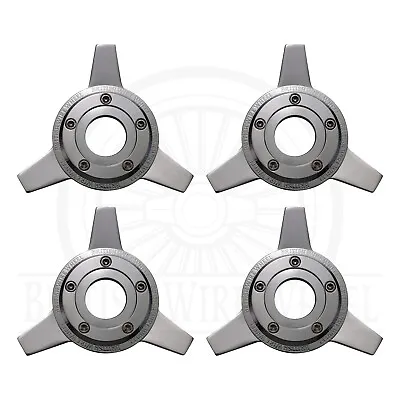 3 Bar Zenith Locking Style Chrome Knock Off Spinner Caps For Lowriders | Set Of • $191.25