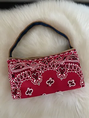 Tylie Malibu Rhinestone Red Bandana Mini Bag Shoulder Bag Purse ~ Y2K Vintage • $78