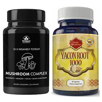 Mushroom Complex Immune Brain Function Yacon Root Weight Management Supplements • $32.45