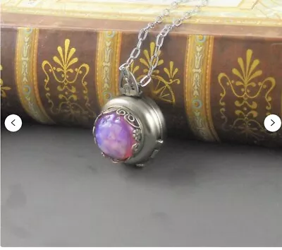  Folding Locket 4 Photos Folding Locket Silver Folding Locket Vintage Pink Opal • $45