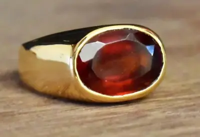 Solid 925 Sterling Silver Natural Hessonite Ring Garnet Handmade Ring For Men • $89