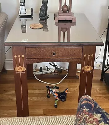 Stickley Harvey Ellis Inlaid Oak Table With Drawer Finish 32 • $1495