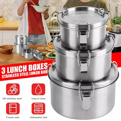 3pcs Stainless Steel Thermo Insulated Thermal Lunch Bento Box Food Container • $24.95