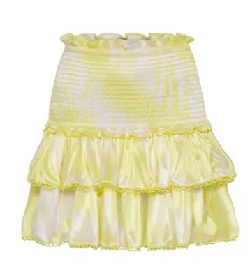 IXIAH THE LABEL Banish Ruffles A-line Yellow Silk Mini Skirt Size 8 (stretchy) • $139