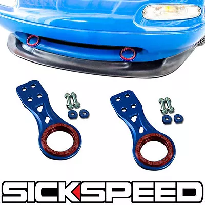 $131 • Buy 2 Pc Blue Base Red Anello Front Bumper Strength Racing Tow Hook Set For Mazda