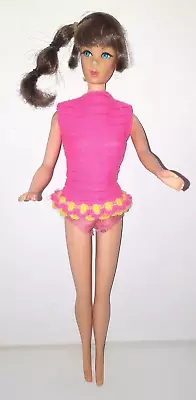Vintage 1968 Talking Barbie Doll Brunette W/Orig Swimsuit Mexico Body Mute • $69.99