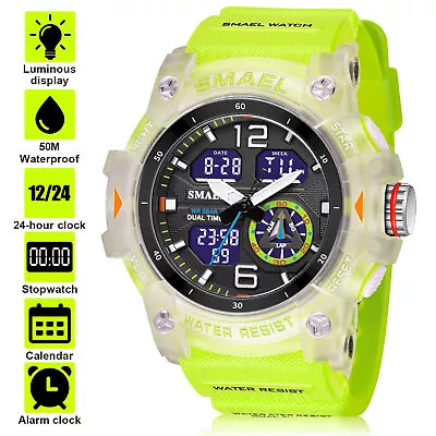 Waterproof Men's Sports Military Watch Digital LED Electronic Alarm Wristwatch • $15.48