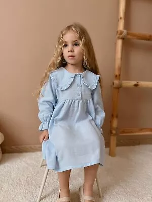 NWT Zara Sky Blue Dress With Big Collar Detail For Baby Girl • $29.99