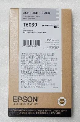 Genuine Epson T6039 Light Light Black UltraChrome K3 Ink Cartridge (220 Ml) • $62