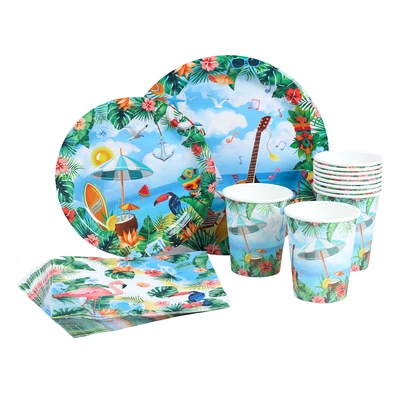 £4.86 • Buy 51X Hawaiian Tableware Tropical Summer Pool  Hot Beach Luau Birthday Party Decor