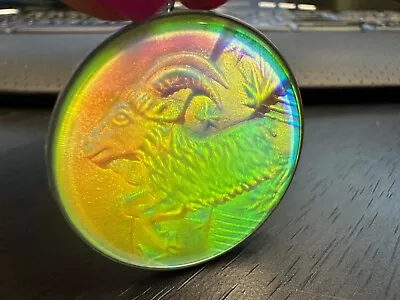 Vintage Holographic Glass Pendant Hologram 3D Image Zodiac Ram • $29.99