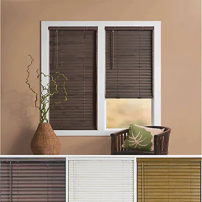 Window Blind 2  Slats Cordless Mini Blinds Vinyl Embossed Woodgrain • $42.49