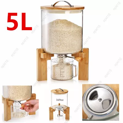 5L Glass Rice Dispenser Flour Cereal Container Airtight Dry Food Storage Bin • $125