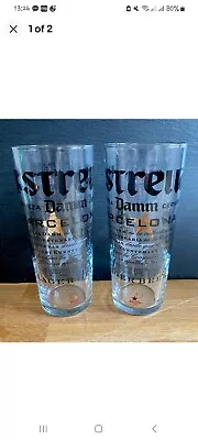 2 X NEW Estrella Damm Half Pint Glasses Pub Bar Mancave • £10.99