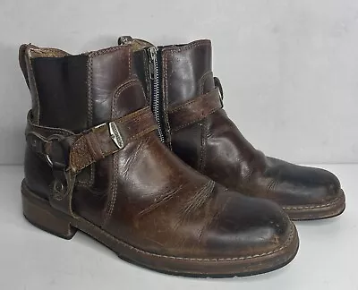 Vintage Harley Davidson Leather Brown Zip Up Buckle Boots 84301 Men’s Size 9 • $35.99