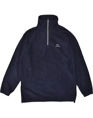 KAPPA Mens Zip Neck Fleece Jumper Large Navy Blue AF67 • £16.86