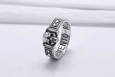 Momento Mori Inscription Ring Unique Mason Skull Jewelry Handmade Master Band • $79