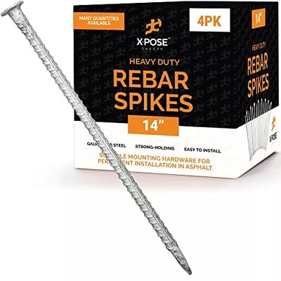 Rebar Stakes - 14 Inch Metal Spikes For Asphalt 1/2 Inch Diameter - 4 Pack • $17.92
