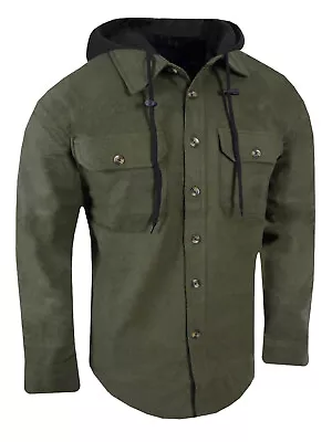 Chamois Shirt Hoodie Mens Flannel Thick Rugged Work Wear Button Pocket True Fit • $29.95