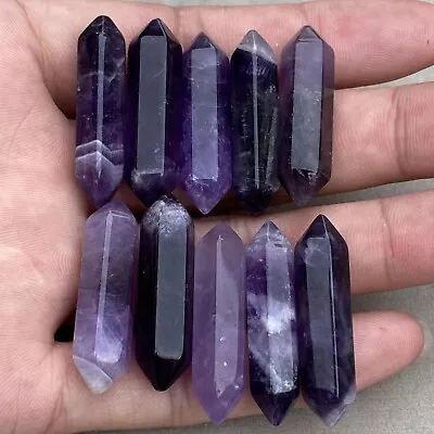 10pcs Natural Dreamy Amethyst Obelisk Quartz Crystal Wand Double Point Reiki Gem • $9.49