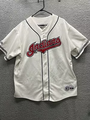 🔥 Omar Vizquel Cleveland Indians Majestic MLB Home White Jersey Size XL ? Read~ • $29.95