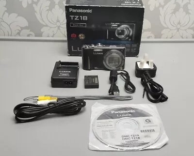 Panasonic DMC-TZ18 LUMIX  Digital Camera 14.1MP Black • £179.99