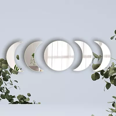 5 Pieces Acrylic Mirror Wall Stickers Natural Wall Decor Self Adhesive Mirrors S • $13.99