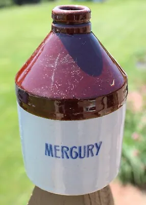 Antique Apothecary Mercury Stoneware Medicine Bottle Crock Jug-3  X 4-3/4  • $12.95