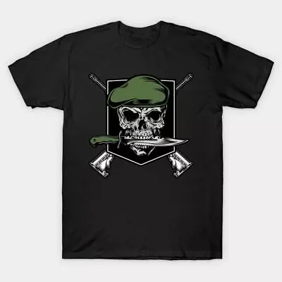 NWT Funny Skull Army Emblem Dark Military Shipping From USA Unisex T-Shirt • $20.99