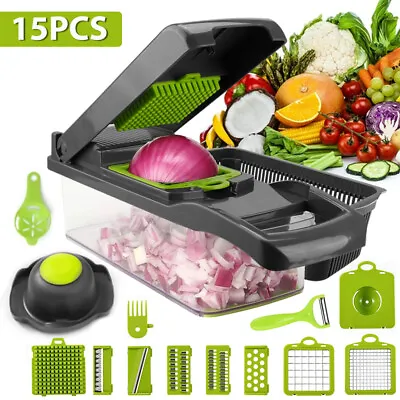 15-In-1 Vegetable Fruit Chopper Cutter Food Onion Veggie Dicer Slicer Kitchen • $18.99