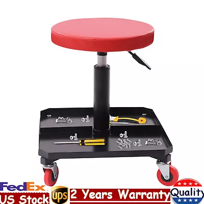 Rolling Shop Stool Mechanics Work Seat Adjustable Chair Roll Swivel Tool Garage • $41.01