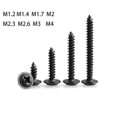 Phillips Self Tapping Screws Flange Pan Head Small Bolts M1.2 - M4 Black Zinc • £1.56