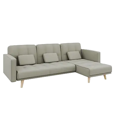 Modern 3/4 Seater L Shaped Corner Sofa Bed Fabric Linen Grey Couch With Cushions • £565