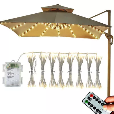 104 LED Solar Parasol Lights – Garden Patio Table Umbrella Fairy Light – Outdooa • £11.39