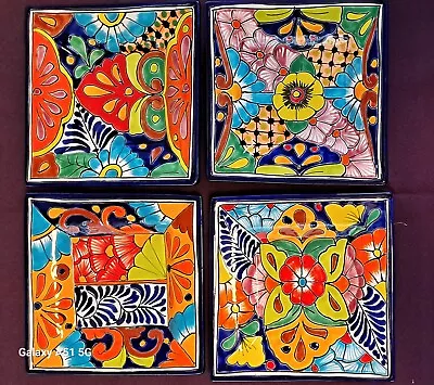 Talavera 8 1/2  Square Plates -Set Of 4  Hand Painted Lead Free  • $28