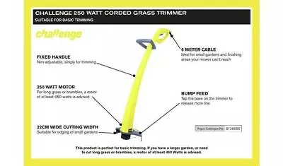 Challenge 22cm Corded Grass Trimmer - 250W • £17.89