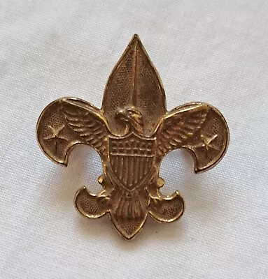 Vintage Gold Boy Scout Trefoil Fleur De Lis Eagle Shield Pin 1911 • $8