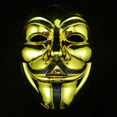 $17.60 • Buy 2x V Vendetta Guy Fawkes Mask Anonymous Halloween Cosplay Costume Mask Gold