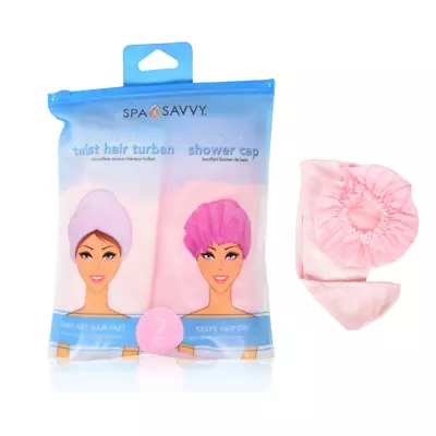 Spasavvy Hair Care Duo | Microfiber Turban & Shower Cap | 3 Colors Available • $11.56